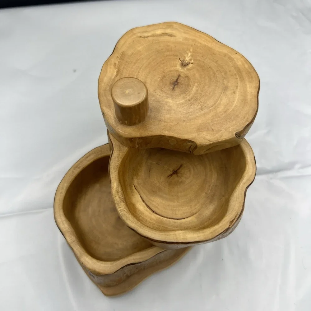 Handcrafted Live Edge Wooden Bandsaw Jewelry Box Swivel Stacked Keepsake Trinket